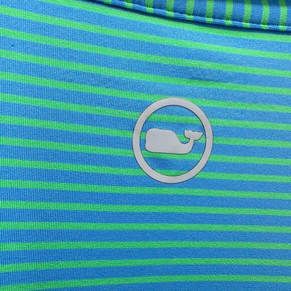 Vineyard Vines Polo Mens Large Blue Green Stripe OTG Sankaty On The Go Shirt - Picture 5 of 6